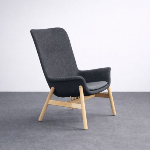 Ikea Vedbo nojatuoli – tummanharmaa, vaalea puurunko