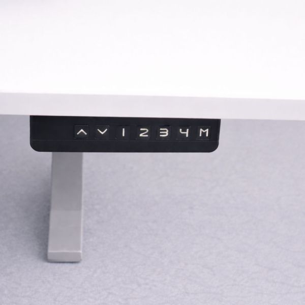 Kulmasähköpöytä 200x200 cm – valkoinen, harmaat jalat