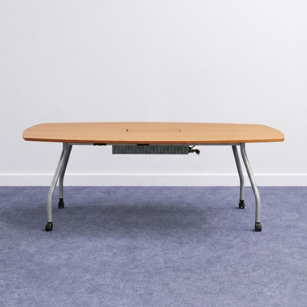 Neuvottelupöytä pöyrillä, 220 x 110 cm – pyökki/harmaa