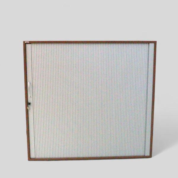 Assmann rulokaappi, yläkaappi ilman sokkelia, 120x120x44 cm - runko tummapuu, rulo-ovi vaaleanharmaa