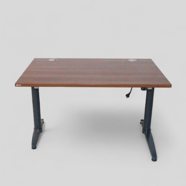 Assmann sähköpöytä 120 x 80 cm - tummapuunvärinen kansi, tummanharmaat jalat