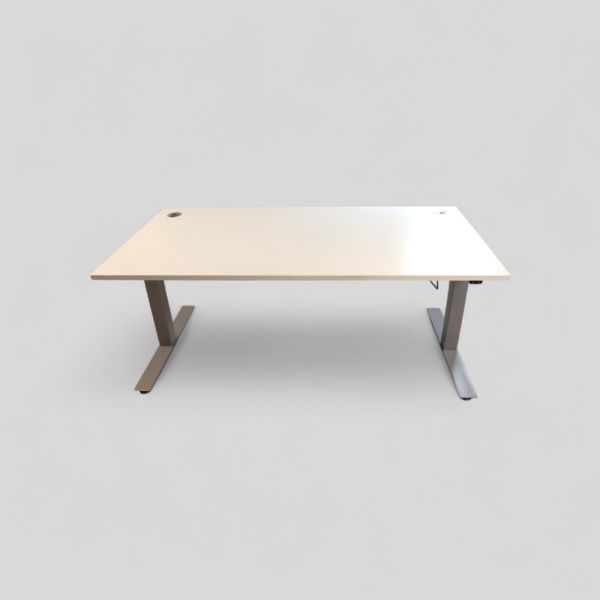 ISKU sähköpöytä 160x80 cm – valkoinen kansi ja harmaat jalat