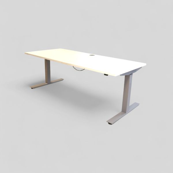 ISKU sähköpöytä 160x80 cm – valkoinen kansi, harmaat jalat
