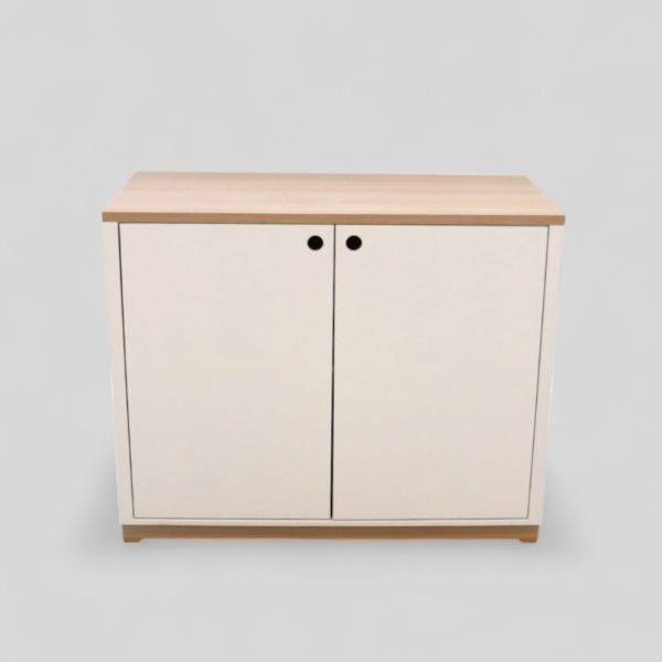 Toimistokaappi 100 x 81 x 50 cm – valkoinen, puunvärinen kansi