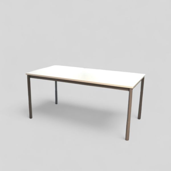 Toimistopöytä 160 x 80 cm – valkoinen kansi, harmaat jalat