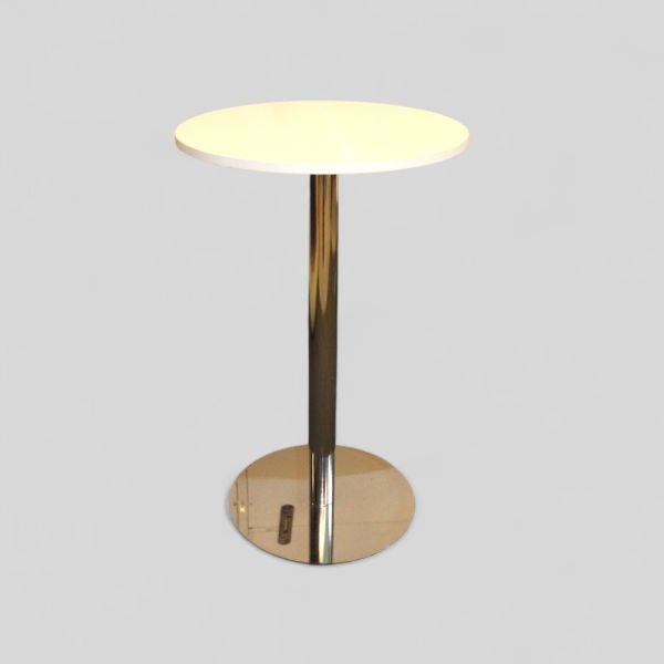 Pyöreä baaripöytä ⌀ 70 cm, korkeus 110 cm – valkoinen kansi, metallijalka