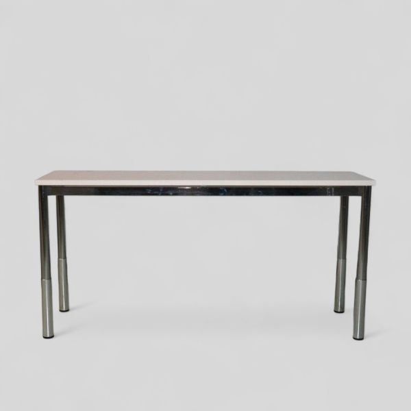 Sivupöytä / apupöytä 120x40x66 – valkoinen kansi, metallijalat