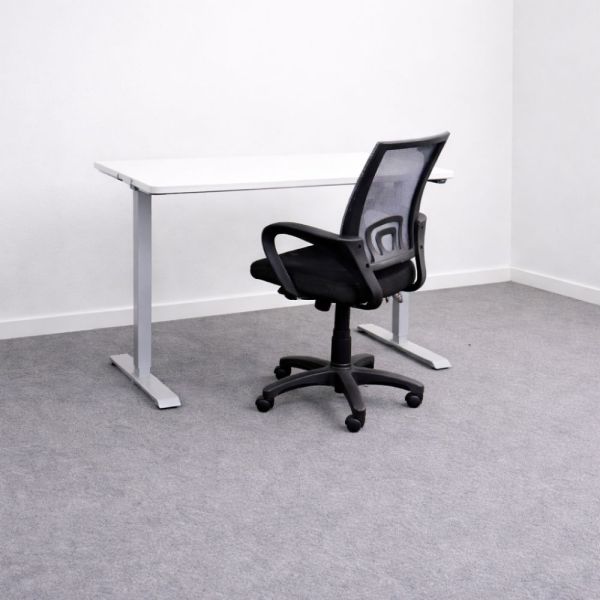 Sähköpöytä 120x80 cm - Valkoinen kansi, harmaat jalat