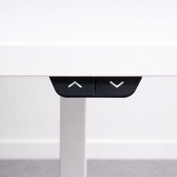 Sähköpöytä 120x80 cm - Valkoinen kansi, harmaat jalat