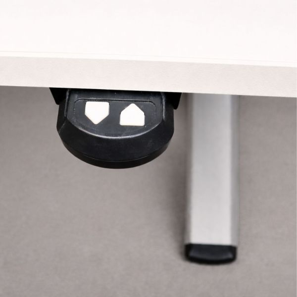 Sähköpöytä 140x80 cm - valkoinen kansi, harmaat jalat