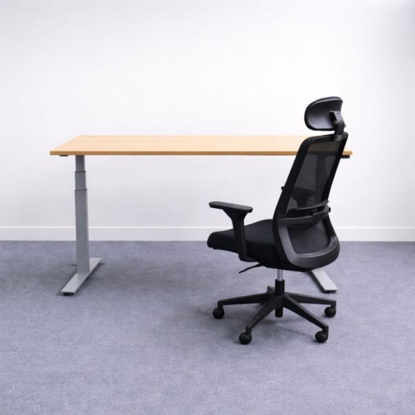 Sähköpöytä 160x80 – puunvärinen kansi, harmaat jalat