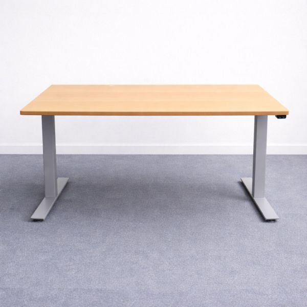 Sähköpöytä 160x80 – puunvärinen kansi, harmaat jalat