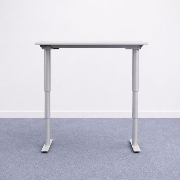 Sähköpöytä 120 x 60 cm - valkoinen kansi ja harmaat jalat