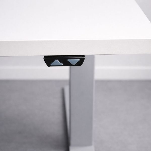 Sähköpöytä 160 × 80 cm – valkoinen kansi, harmaat jalat