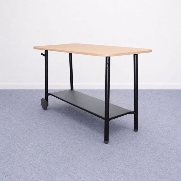 Steelcase Flex pyörällinen pöytä 180x80 cm - puu/musta