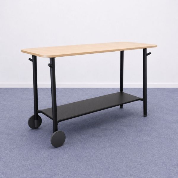Steelcase Flex pyörällinen pöytä 180x80 cm - puu/musta
