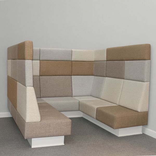 Akustinen kulmasohva 240x240 - U-mallinen - beige-harmaa-ruskea