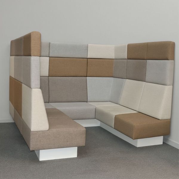 Akustinen kulmasohva 240x240 - U-mallinen - beige-harmaa-ruskea