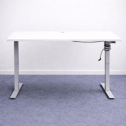 Sähköpöytä 140x80 – valkoinen kansi, harmaat jalat