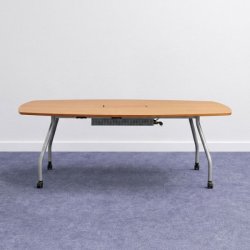 Neuvottelupöytä pöyrillä, 220 x 110 cm – pyökki/harmaa
