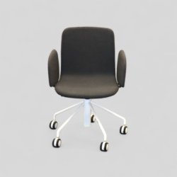 Martela-toimistotuoli – harmaa istuin, valkoiset jalat ja pyörät