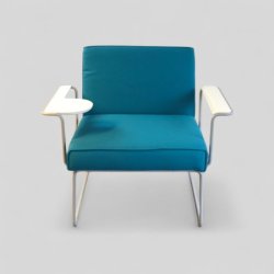 Isku Tere nojatuoli käsinojilla ja pikkupöydällä - sinivihreä, valkoiset käsinojat