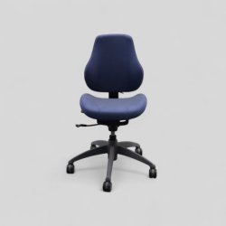 Isku-työtuoli – sininen verhoilu, harmaa jalusta