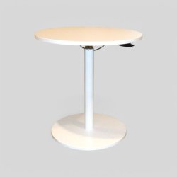 Pyöreä kaasujousipöytä - halkaisija 68 cm - valkoinen