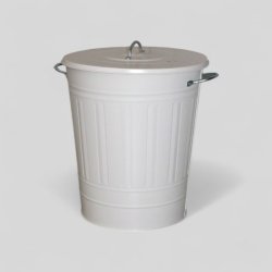 Metallinen roskis kannella, korkeus 45 cm - vaalea