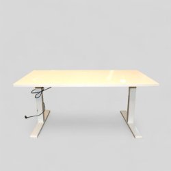 Sähköpöytä 140 x 80 cm – valkoinen kansi ja valkoiset jalat