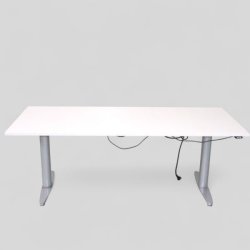 Sähköpöytä 180 x 80 cm – valkoinen kansi ja harmaat jalat