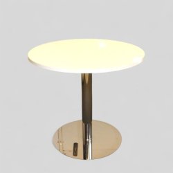 Pyöreä sivupöytä ⌀ 80 cm – valkoinen kansi, kromijalka