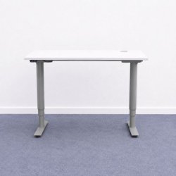 Sähköpöytä 120 x 60 cm - valkoinen kansi ja harmaat jalat