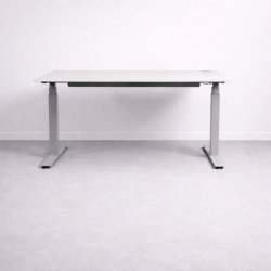 Sähköpöytä 160 × 80 cm – valkoinen kansi, harmaat jalat