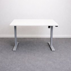 Sähköpöytä 120x80 cm - Valkoinen kansi, harmaat jalat